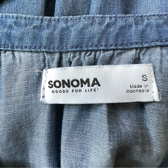 NWT | BOHO CHAMBRAY BLUE BUTTON UP DRESS RUFFLE HEM BALLOON SLEEVE | SIZE: SMALL - Picture 10 of 10